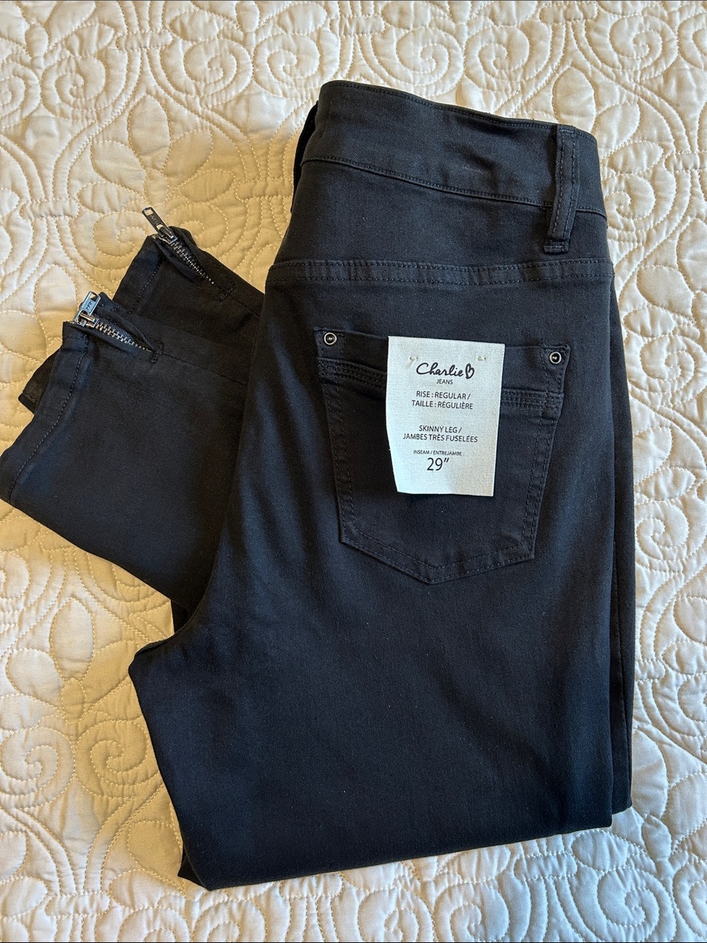 Charlie B Black Twill Skinny Pants